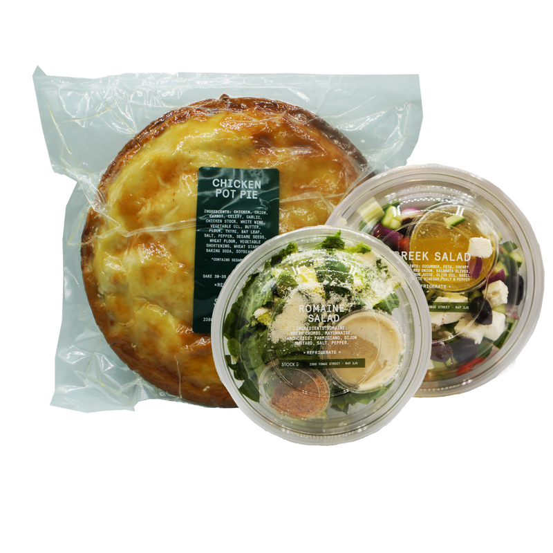 Large Pie and Salad Meal